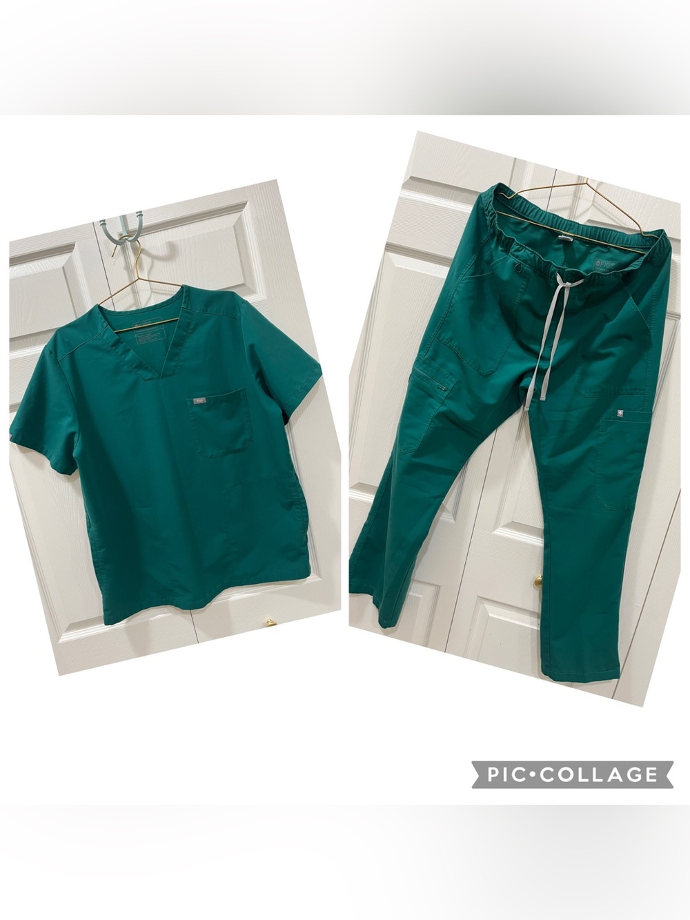 Figs men’s Cairo scrub, set forest green, size large.